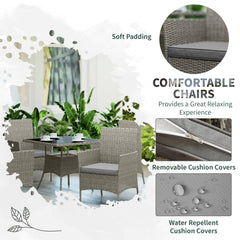 Outsunny Five-Pieces Rattan Dining Set - Light Grey