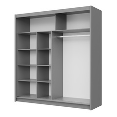 Graphite Mirrored Sliding Door Wardrobe 203cm – LEIGHTON