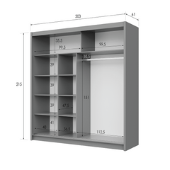 Graphite Mirrored Sliding Door Wardrobe 203cm – LEIGHTON