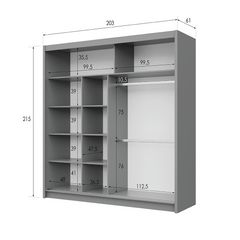 Graphite Mirrored Sliding Door Wardrobe 203cm – LEIGHTON