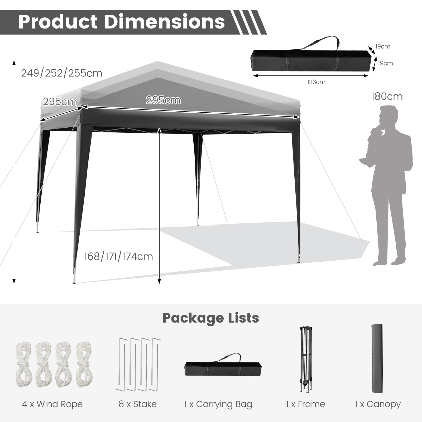 295 x 295 CM Outdoor Portable Instant Pop-up Canopy with Carrying Bag