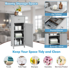 3-Tier Free-Standing Bathroom Cabinet with Drawer-Grey