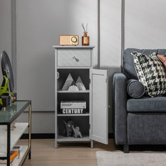 3-Tier Free-Standing Bathroom Cabinet with Drawer-Grey