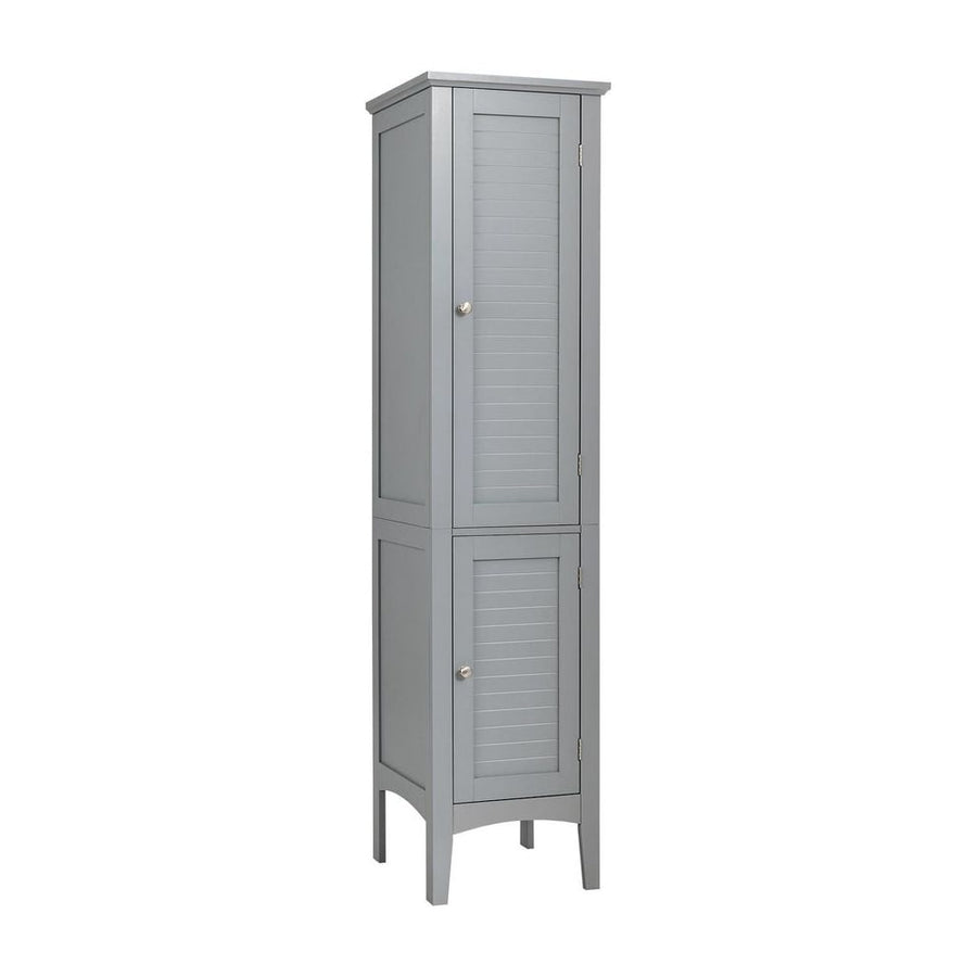 2-Door 160cm High Freestanding Bathroom Cabinet with 5-Tier Shelves-Grey