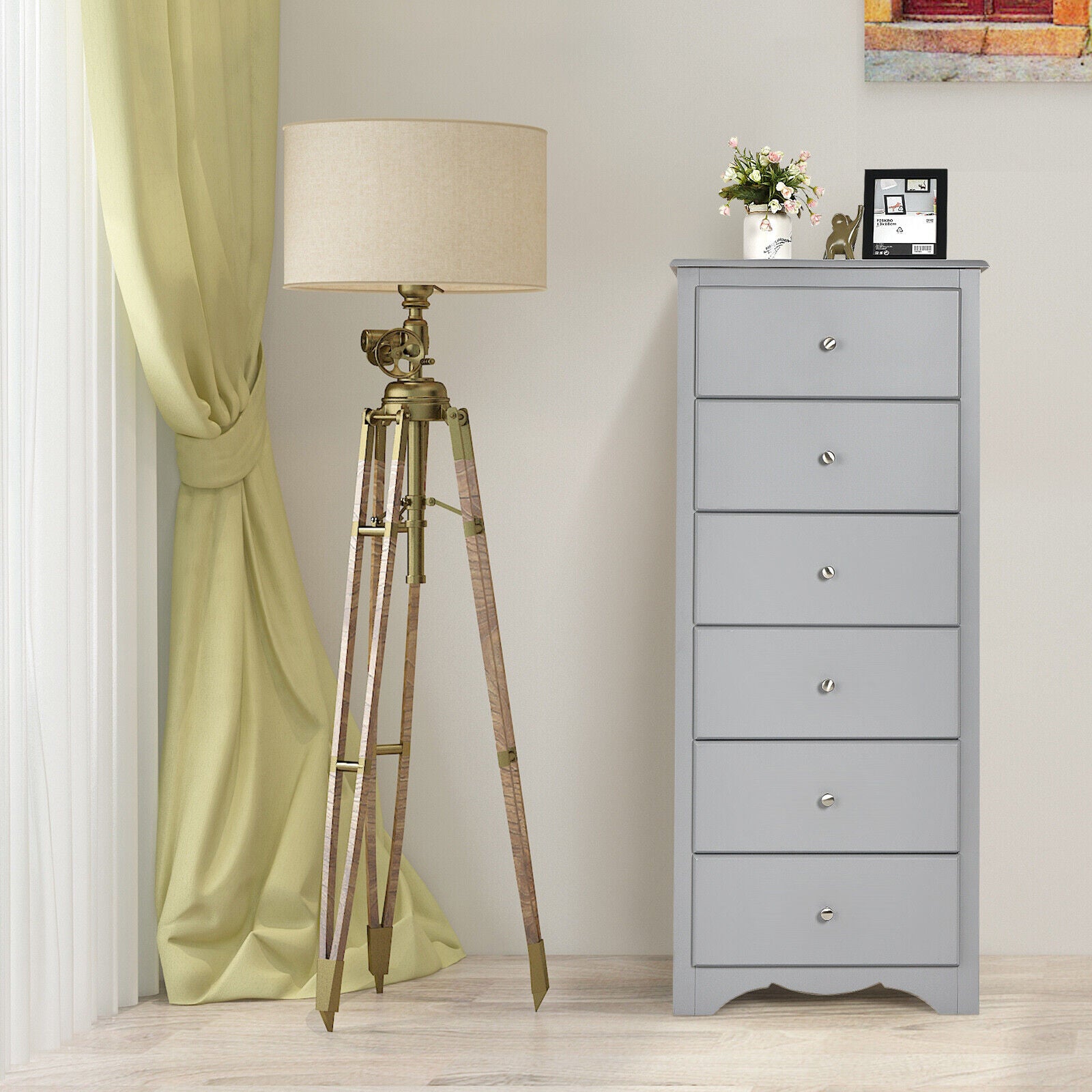 6-Drawer Freestanding Dresser Cabinet-Grey