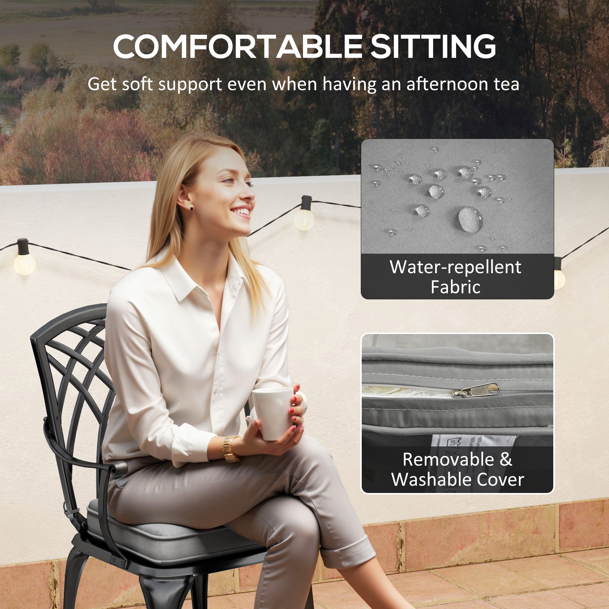 Outsunny Three-Piece Cast Aluminium Bistro Set - Black