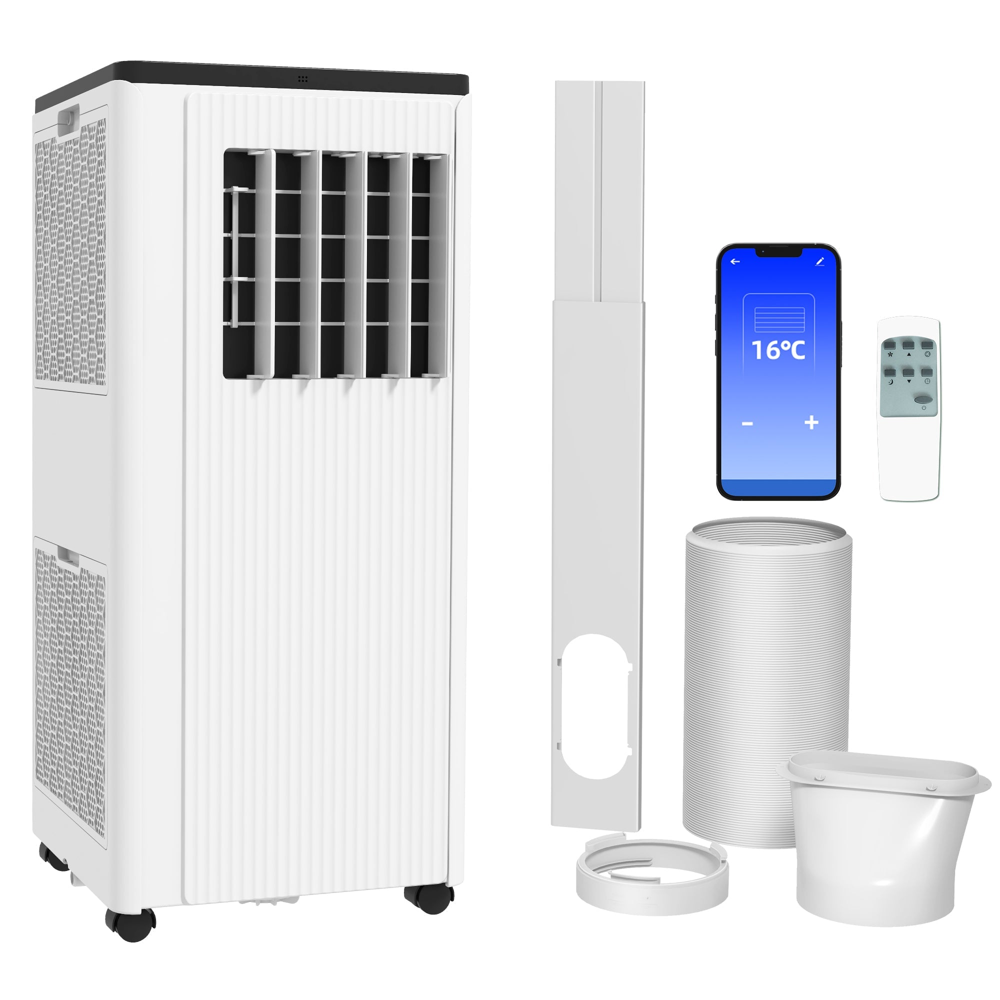 HOMCOM 9,000 BTU App-Controlled Mobile Air Conditioner, 20mÂ² Radius - White