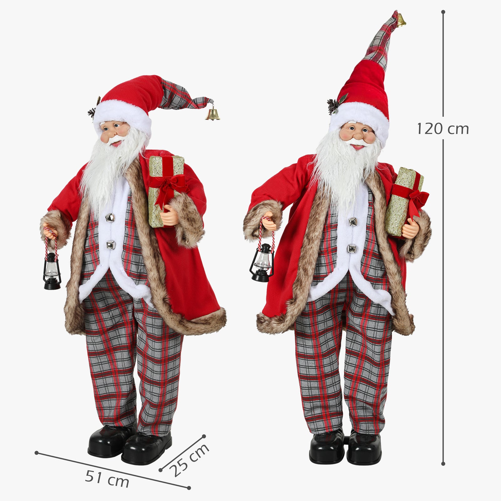 HOMCOM 120cm Animated Santa Claus Figure, with Sound - Red