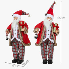HOMCOM 120cm Animated Santa Claus Figure, with Sound - Red
