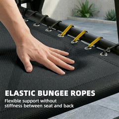 Outsunny Folding Garden Chairs Set of 2, Outdoor Dining Chairs with Wide Texteline Seat, High Back and Armrests, Black