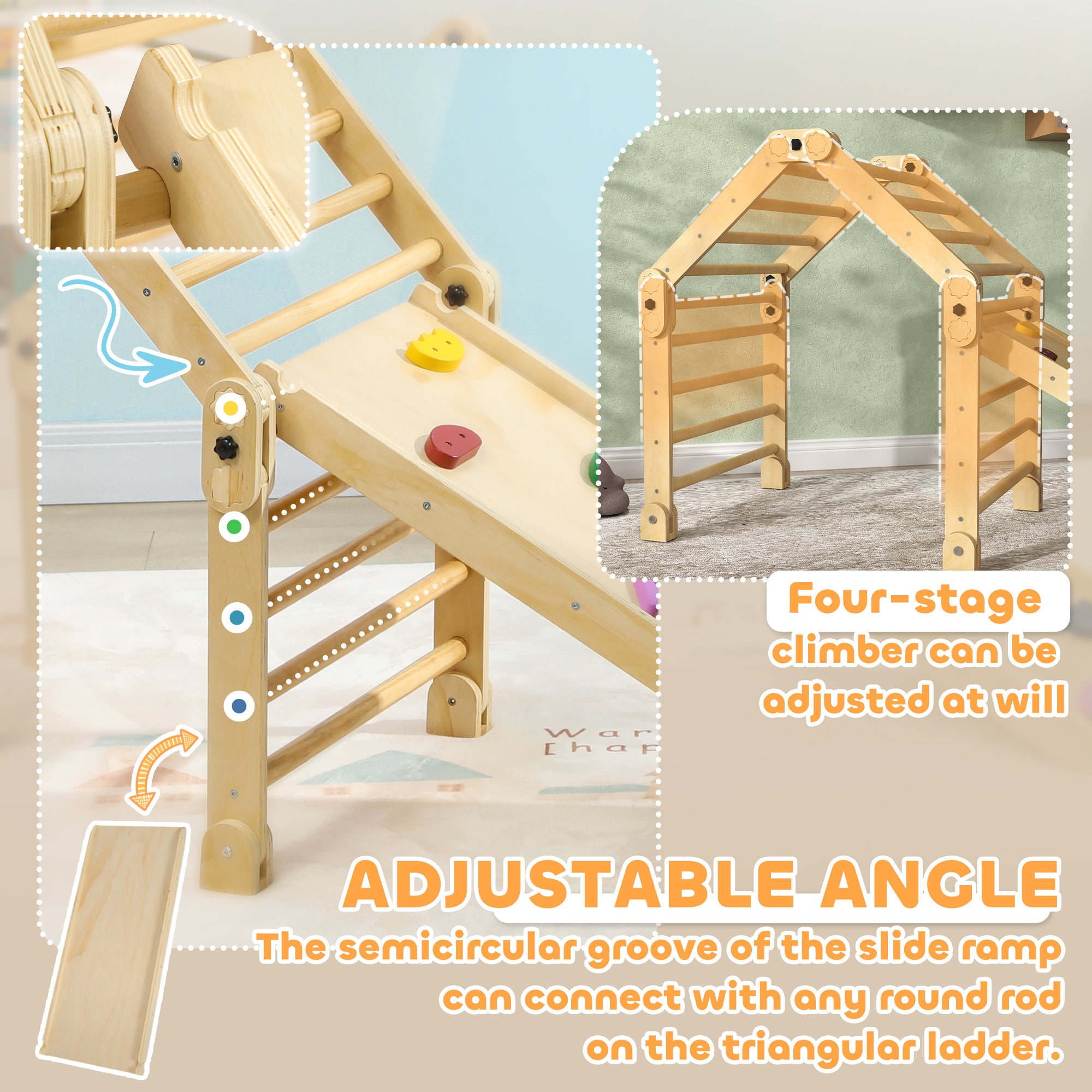 AIYAPLAY 3 in 1 Kids Climbing Set Indoor with Sliding Ramp, Foldable design, Gift for 2-6 Years Old