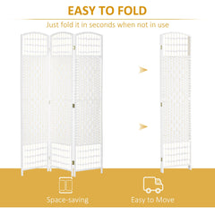 HOMCOM 3 Panel Folding Room Divider, Privacy Screen, Paravent Partition Separator for Living Room, Bedroom, White