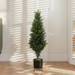 HOMCOM Set of 2 Decorative Artificial Plants Cypress in Weighted Pot, Fake Plant with 564 Leaves, 90cm