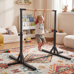 Gymnastics Bar Adjustable Horizontal Kip Bar with 85-145 CM 12-Level Height-Black