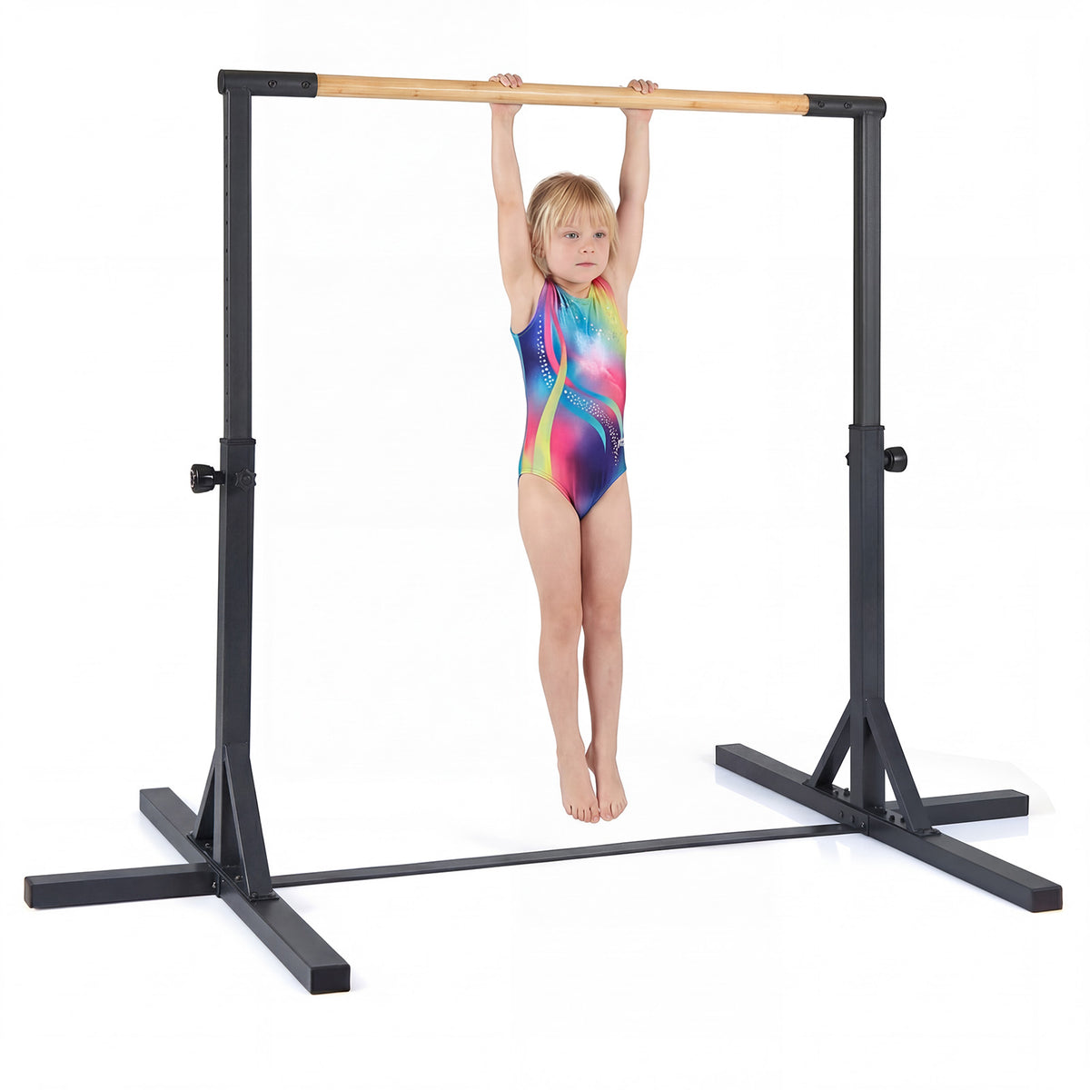 Gymnastics Bar Adjustable Horizontal Kip Bar with 85-145 CM 12-Level Height-Black