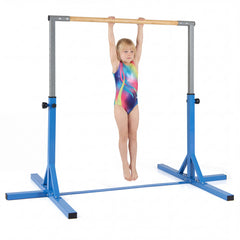 Gymnastics Bar Adjustable Horizontal Kip Bar with 85-145 CM 12-Level Height-Blue