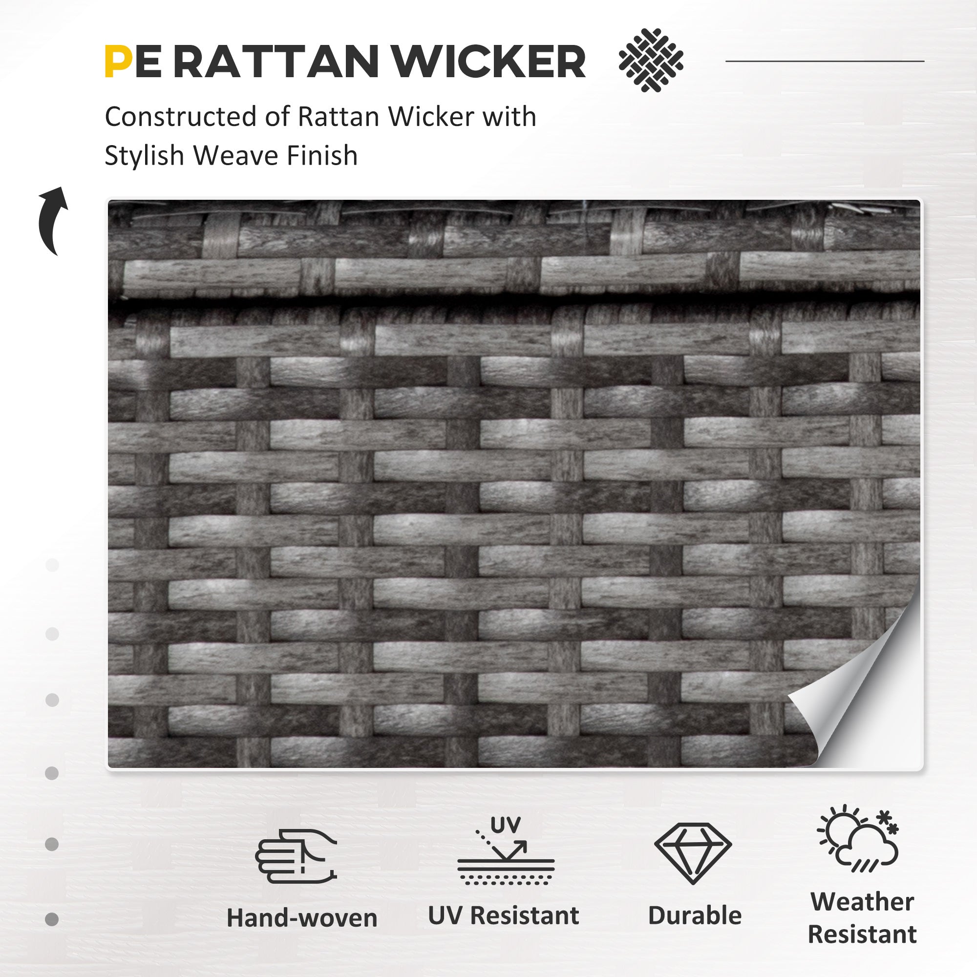 Outsunny 4 Pieces PE Rattan Garden Sofa Set with Cushions, Outdoor Patio Wicker Weave Conservatory Furniture Set with a Loveseat, 2 Armchairs and a Glass Top Coffee Table, Grey