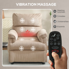 HOMCOM Corduroy Electric Massage Recliner - Brown