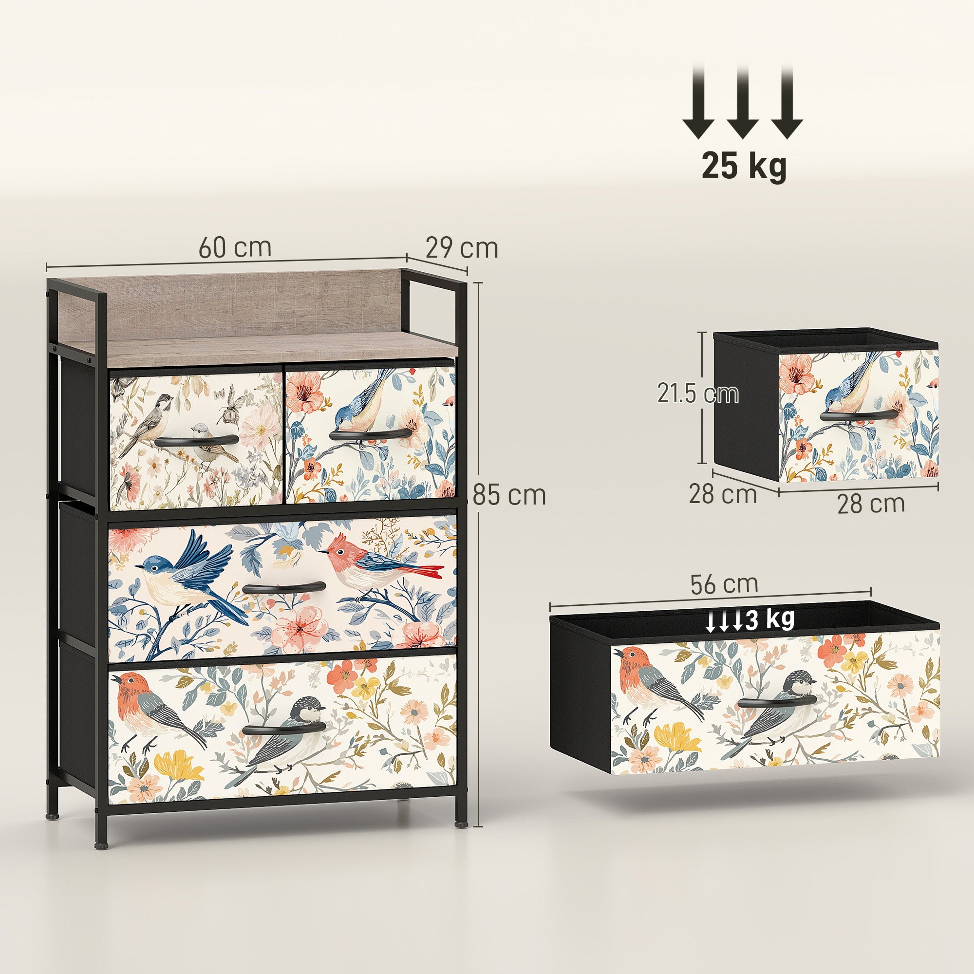 HOMCOM 4-Drawer Chest of Drawers - White