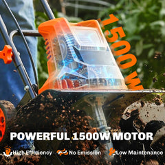 Outsunny 1500W Electric Garden Tiller w/Foldable Handle, 40cm Working Width, 20cm Tilling Depth, 6 Blades, 2 Adjustable Wheels