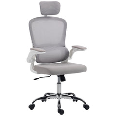 HOMCOM Mesh Back Office Chair, with Lumbar Support - Grey