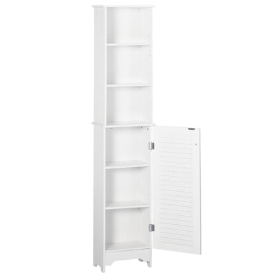 HOMCOM Tall Bathroom Cabinet Storage Cupboard Floor Standing Home Bathroom Furniture w/ 6 Shelves 165H x 34W x 20D cm White