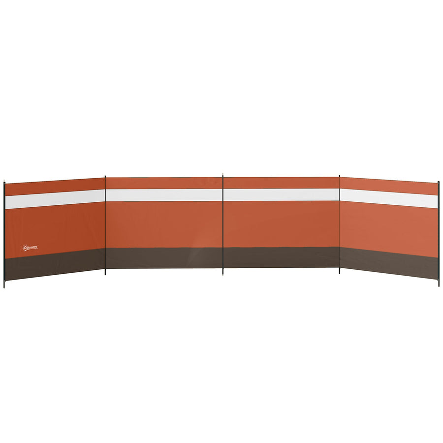 Outsunny Camping Windbreaker with Clear Windows and Steel Poles, for Beach Caravan Campervan, 725 x 140cm, Orange