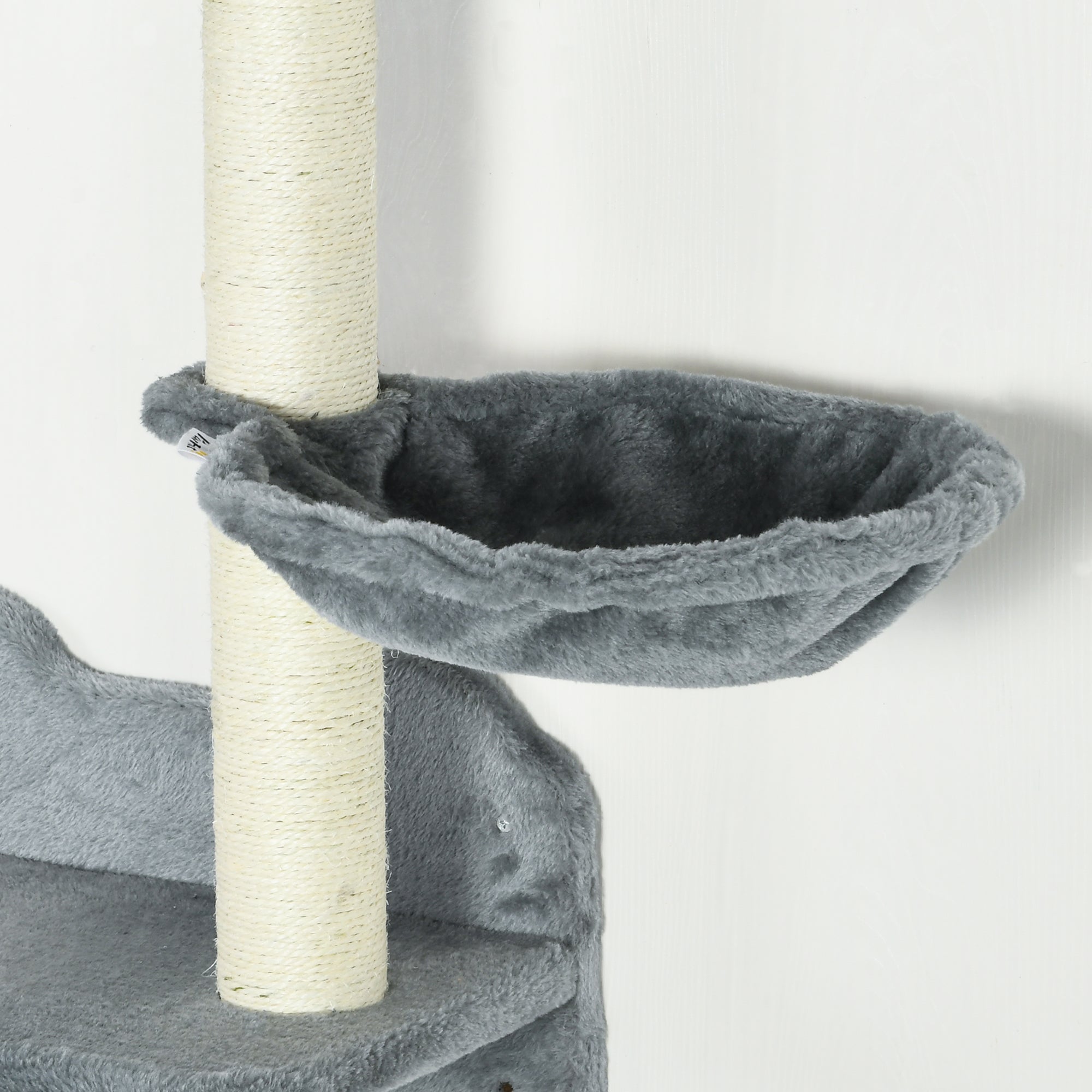 PawHut 4 Piece Cat Shelf with Scratching Post, Wall-Mounted Cat Tree for Indoor Cat - Grey