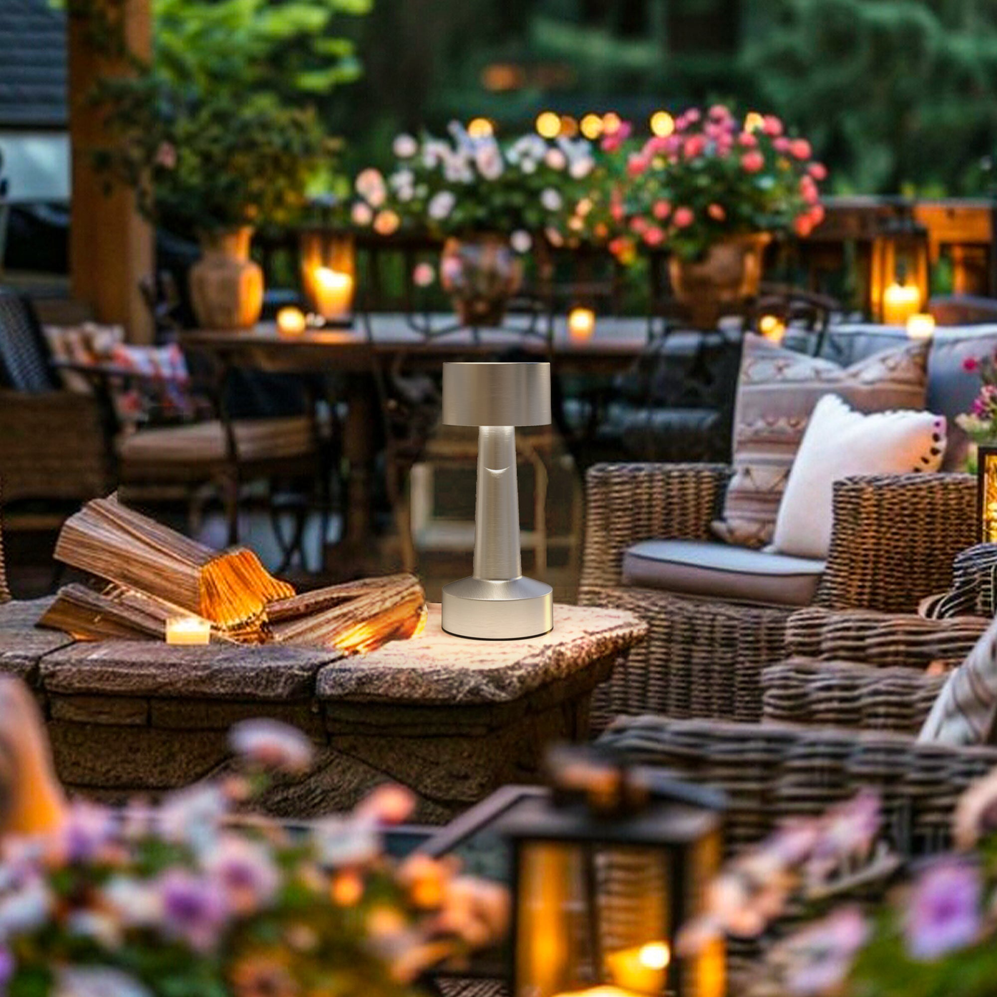 HOMCOM Cordless Table Lamp, Touch LED Desk Lamp with Rechargeable Battery, 3 Colour, for Bedroom Living Room, Silver