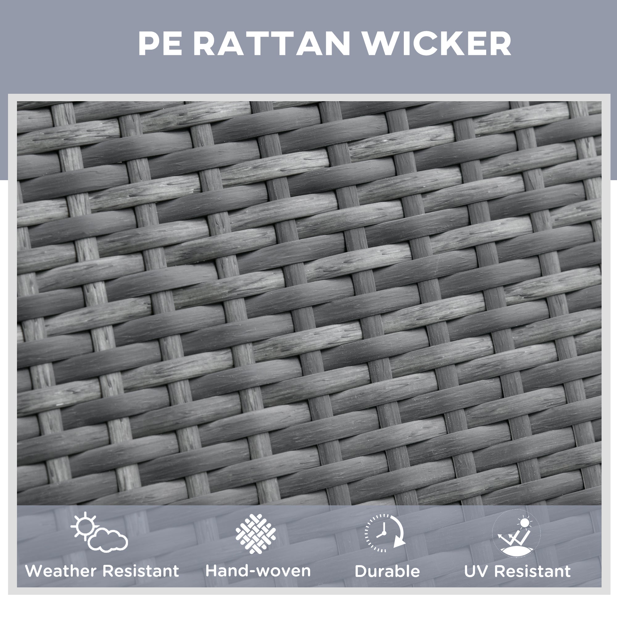 Outsunny Outdoor PE Rattan Sun Lounger, 5-Level Adjustable Backrest Wicker Outdoor Chaise Recliner, Garden Chair with 2 Wheels, Mixed Grey