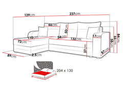 Corner Sofa Bed JUMBO Light Grey / Dark Grey