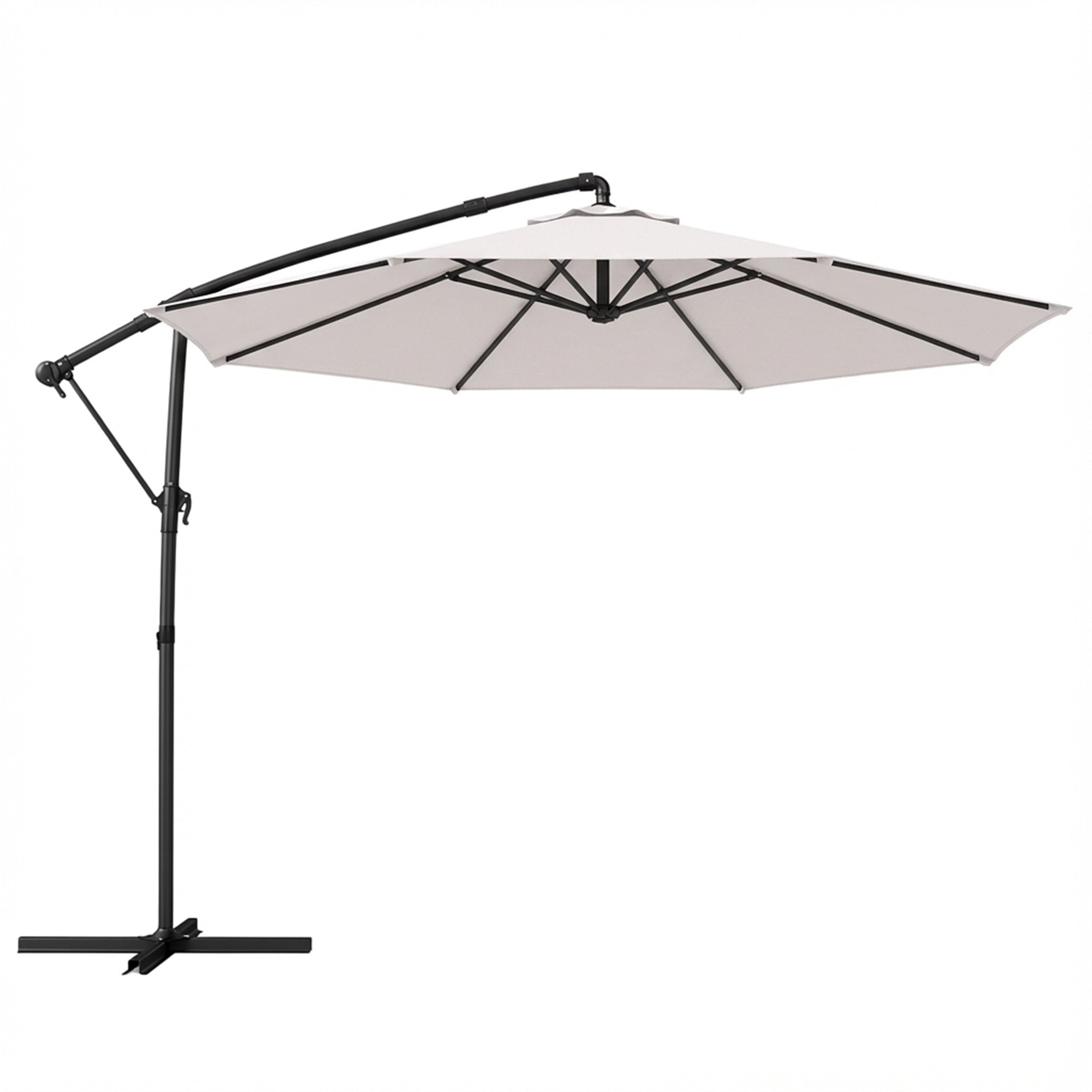 Outsunny 3 m Garden Cantilever Parasol with Cover, Round Overhanging Umbrella with 360Â° Rotation, Tilt, Cream White