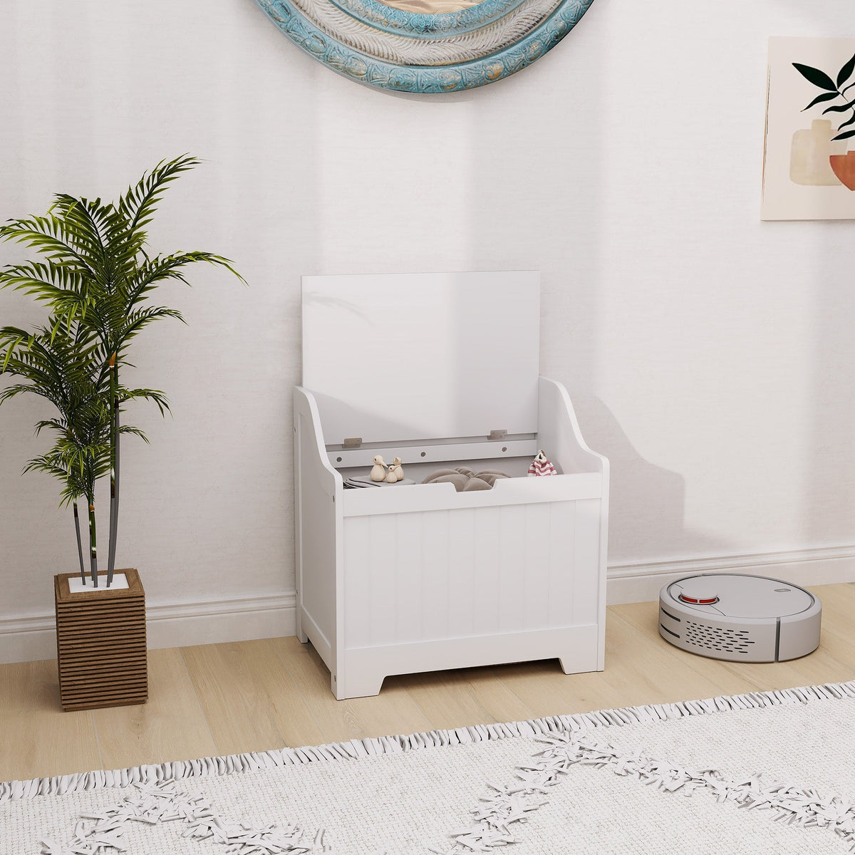 HOMCOM 61L Home Storage Chest - White