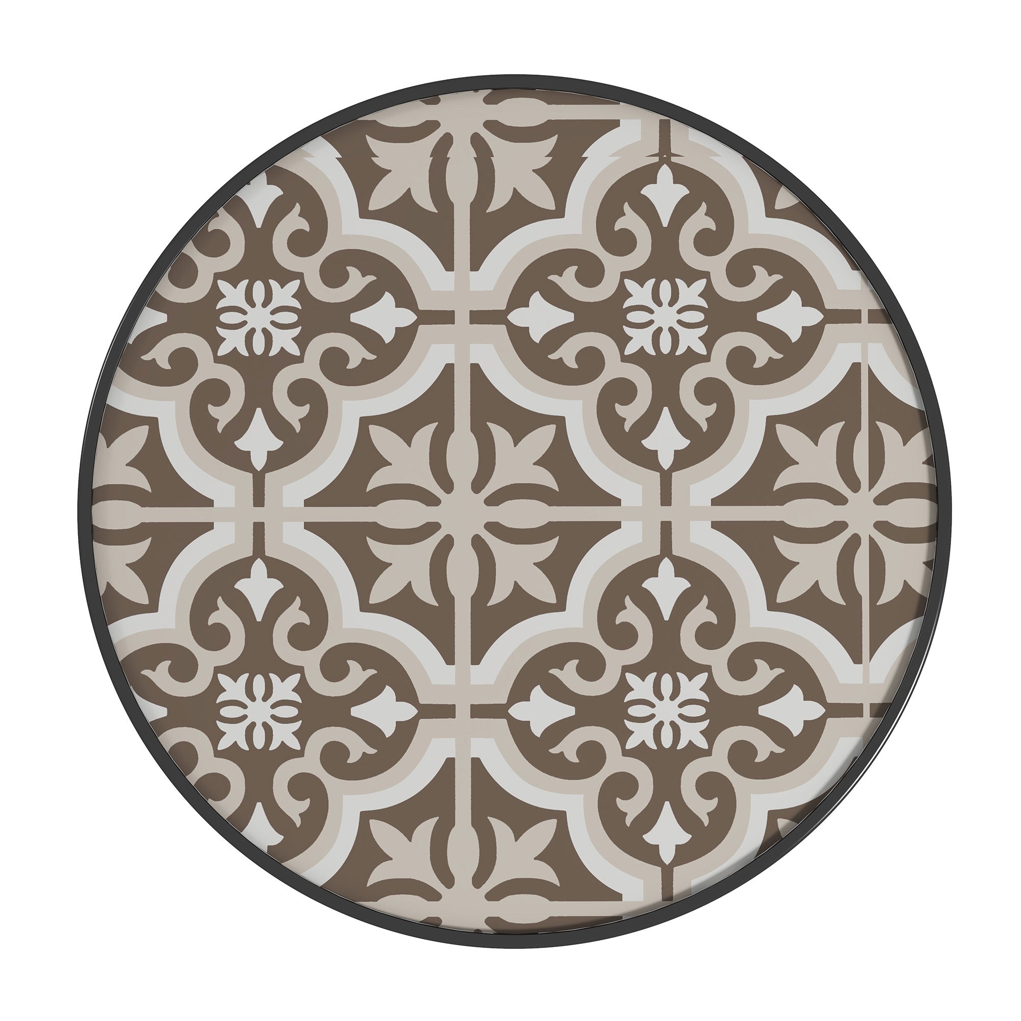 Outsunny 60 Garden Table, with Glass Printed Tabletop - Brown