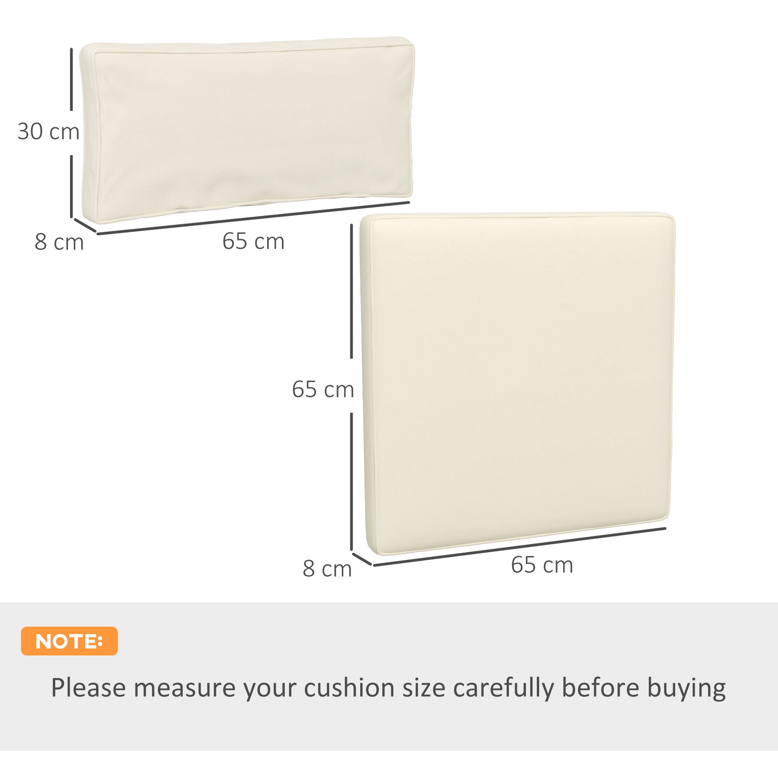 Outsunny 14-piece Dining Set Cushions - Cream