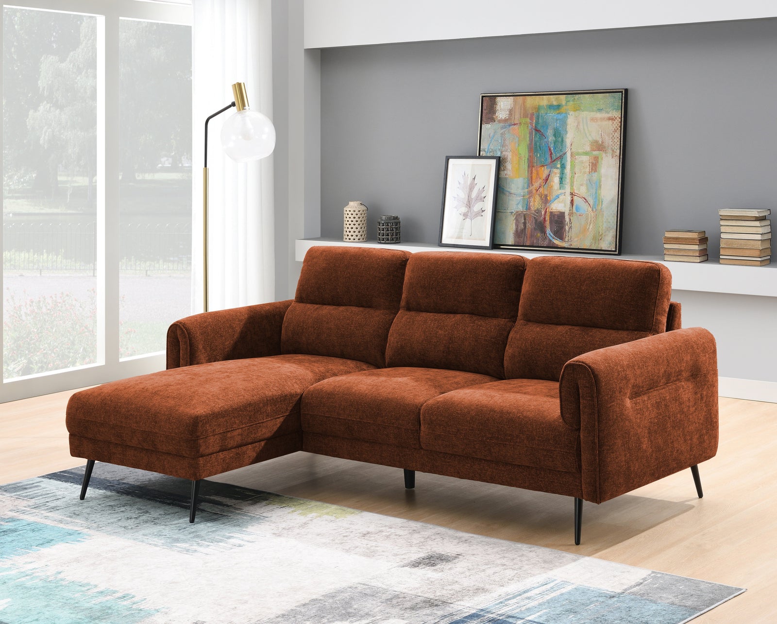 Oakmere Corner Sofa Burnt Orange Right Hand