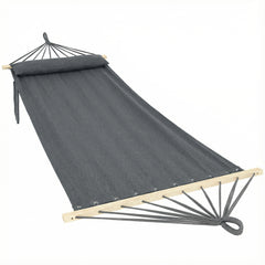 Outsunny Cotton Hammock, Soft Portable Swing Sleeping w/ Headrest & Side Pocket, Dark Grey