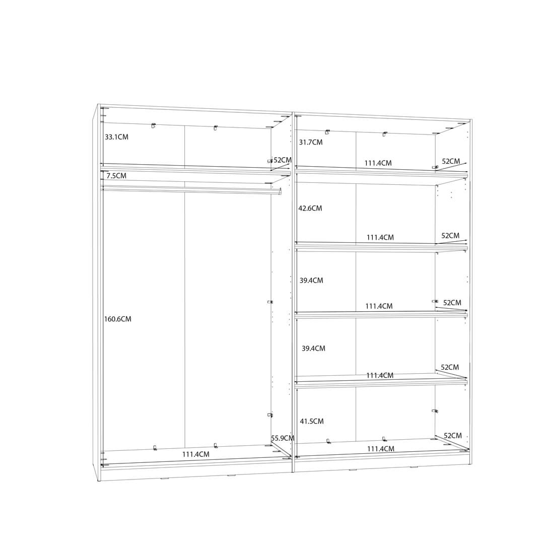 Helen Hinged Door Wardrobe 228cm, image 7