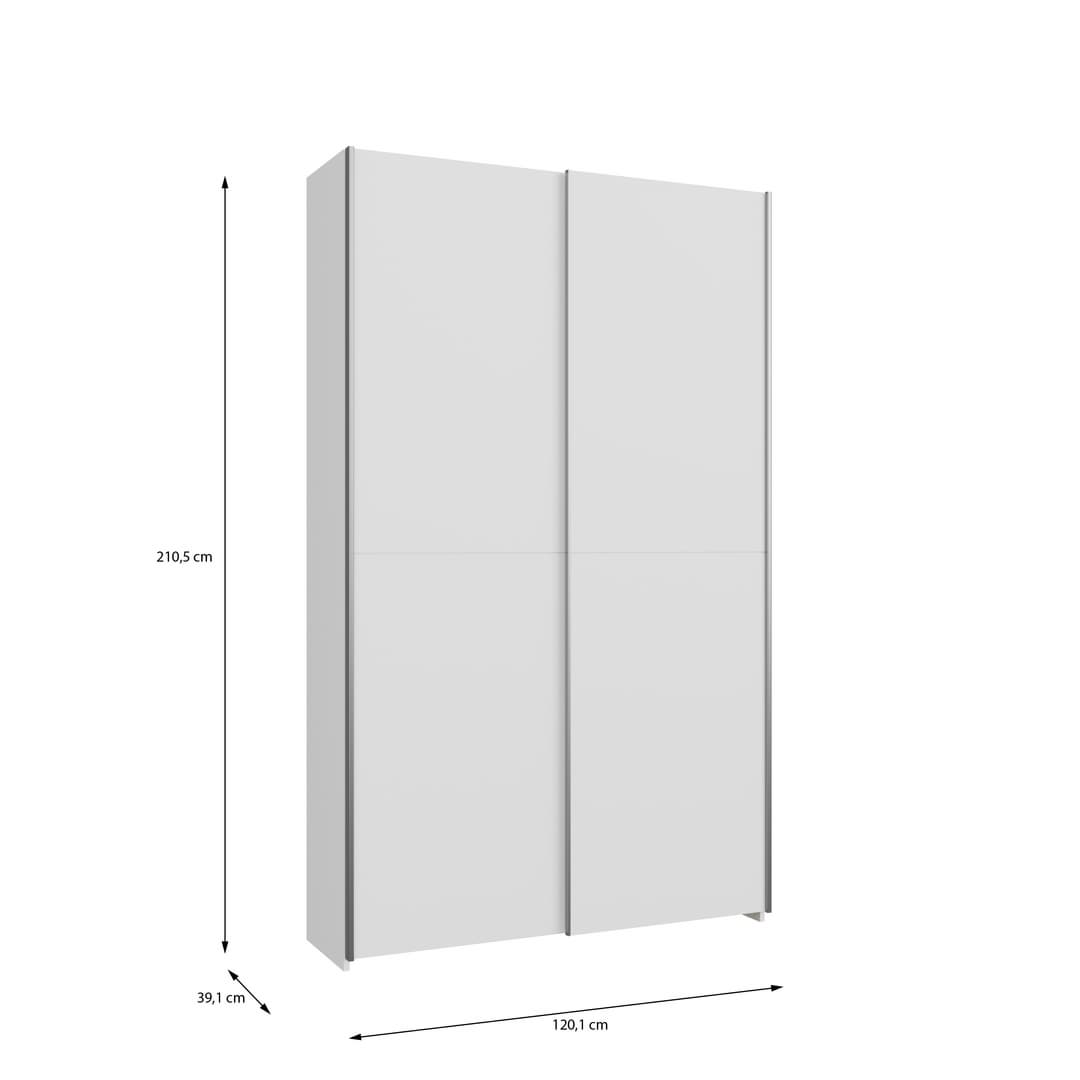 Hofsa Sliding Door Wardrobe 120cm in White, image 9