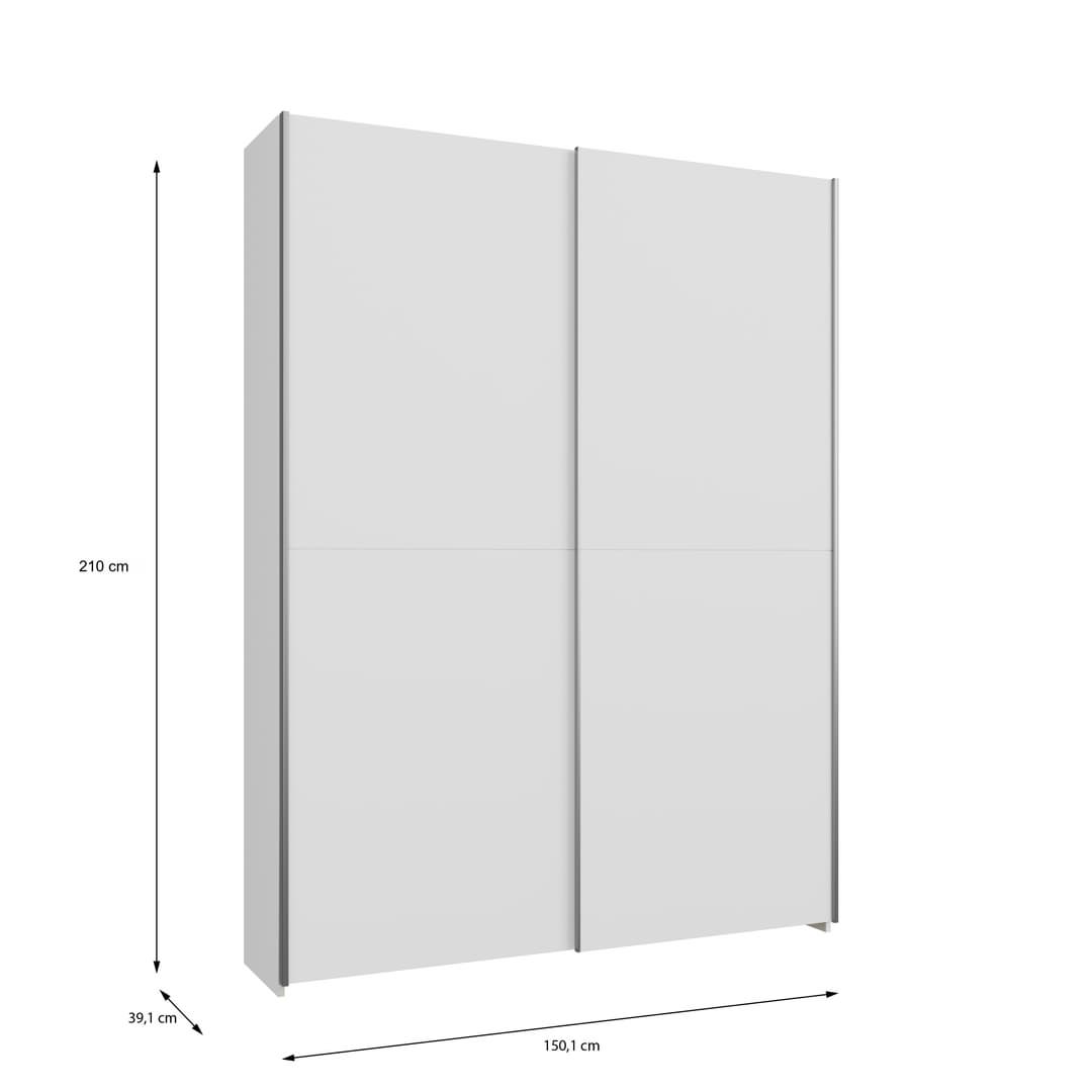 Hofsa Sliding Door Wardrobe 150cm in White, image 8