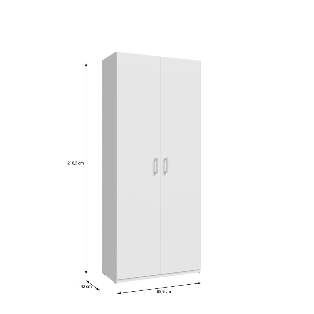 Hofsa Hinged Door Wardrobe 89cm in White, image 9
