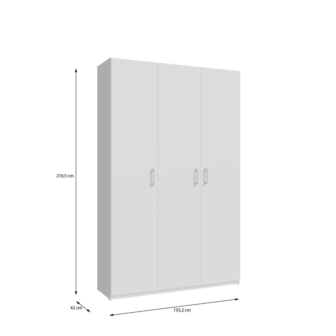 Hofsa Hinged Door Wardrobe 133cm in White, image 9