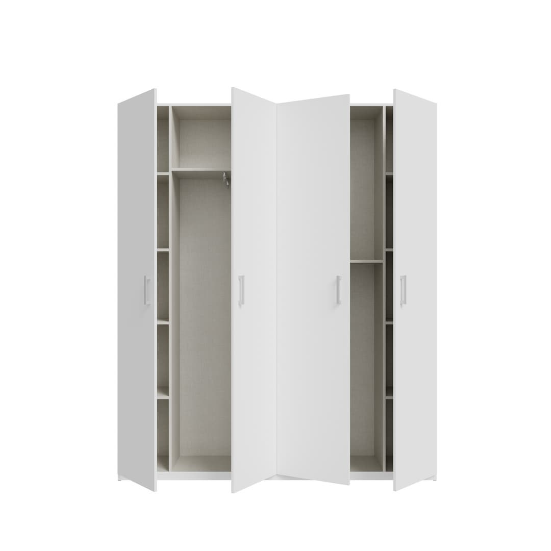 Hofsa Hinged Door Wardrobe 178cm in White, image 7
