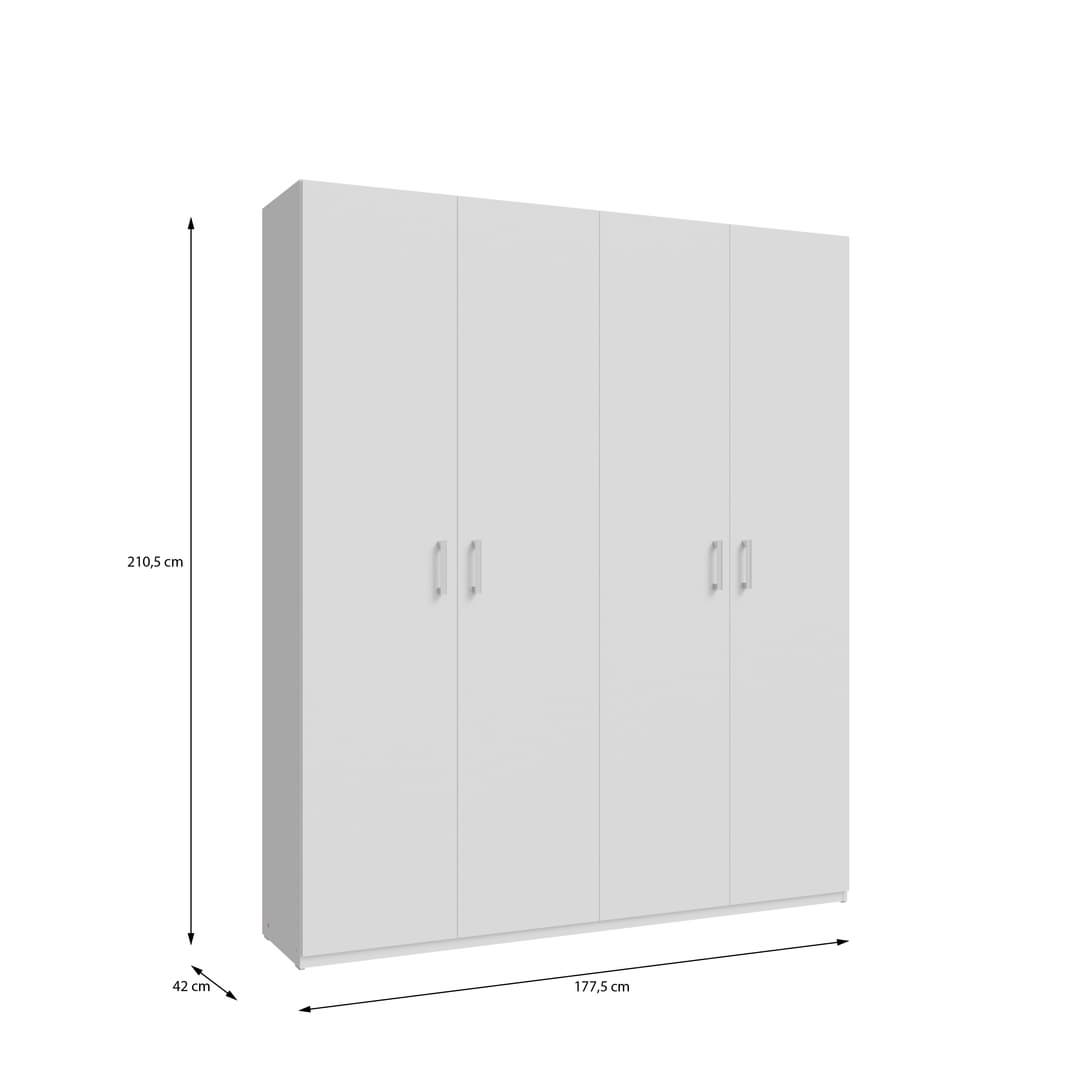 Hofsa Hinged Door Wardrobe 178cm in White, image 9