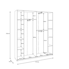 Hofsa Hinged Door Wardrobe 178cm in White, image 10