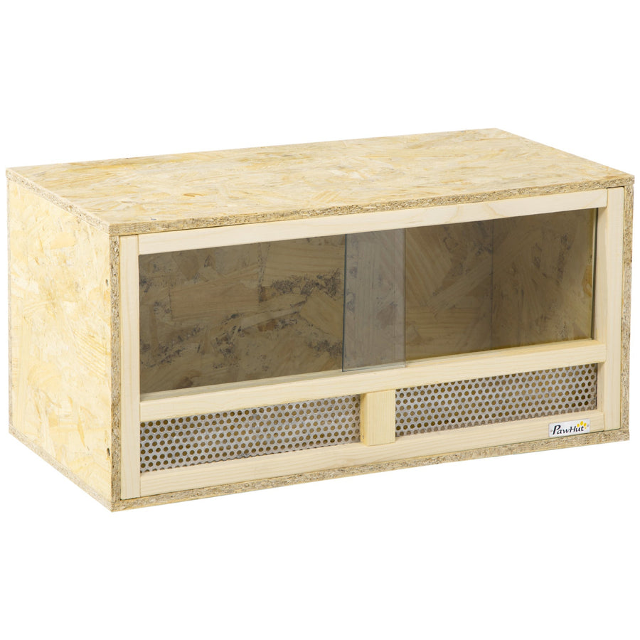 PawHut Reptile Terrarium Vivarium Habitat w/ Transparent Sliding Doors, Breathable Mesh, for Lizards, Horned Frogs, Snakes and Chameleons, 60 x 29.5 x 29.5cm