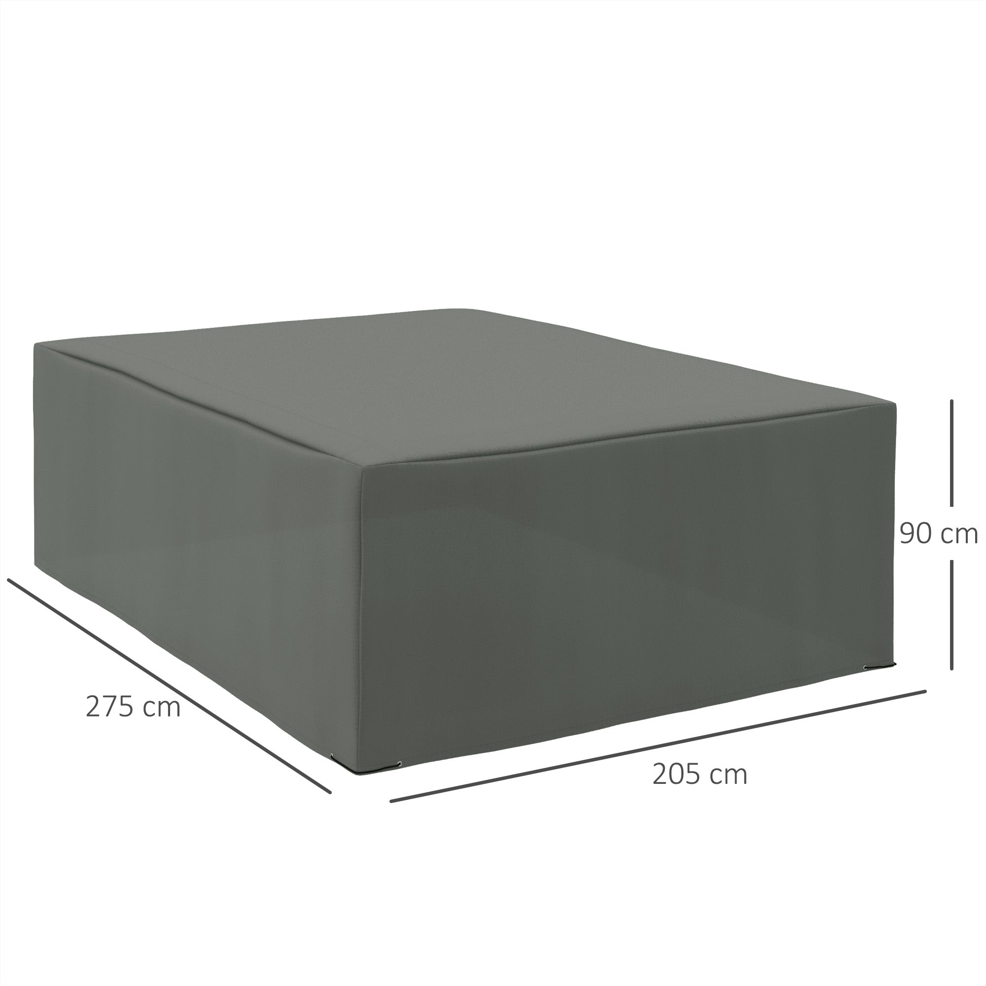 Outsunny 600D Oxford Outdoor Garden Furniture Sofa Set Cover, Waterproof Anti-UV Rattan Sun Lounger Protection Protector Cover, 275L x 205W x 90Hcm, Grey