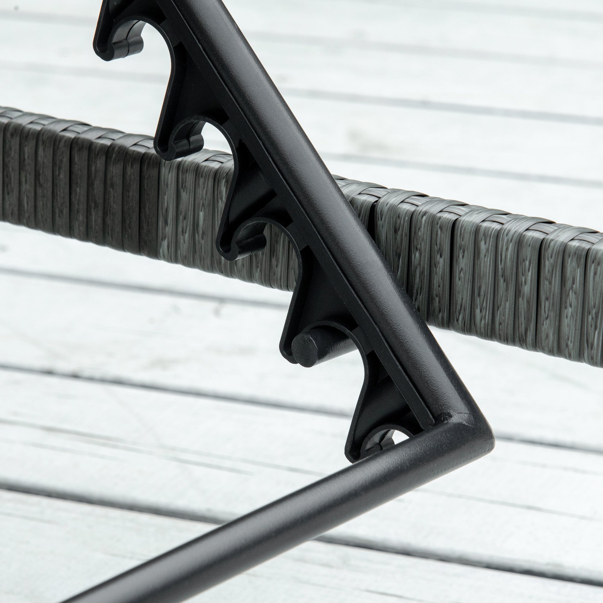 Outsunny Rattan Sun Lounger, 5-Level Adjustable Garden Lounger Recliner with Cushion and Headrest, Outdoor Reclining Sunbed, Steel Frame Garden Chair for Patio, Beach, Terrace, Dark Grey