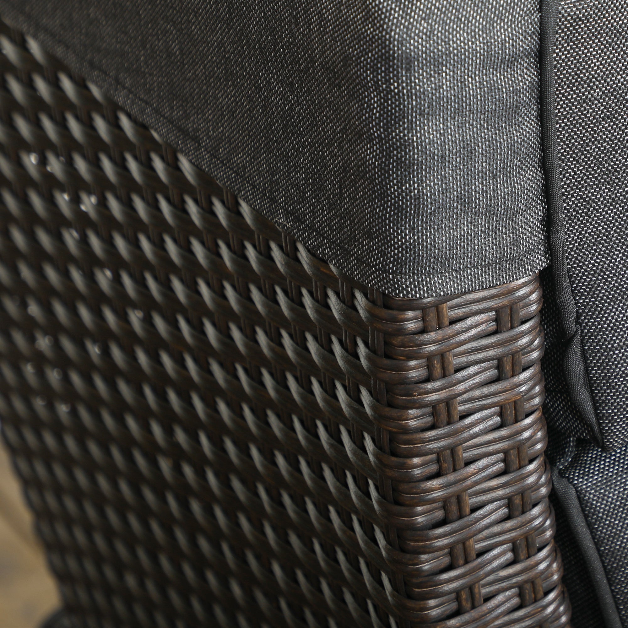 Outsunny Outdoor Recliner Chair with Adjustable Backrest and Footrest, Cushion, Side Tray, Dark Grey/Brown