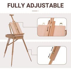 HOMCOM Wooden Art Easel Tripod Sketch Artist Painters Craft Portable Folding Drawing Board Lightweight - Natural Wood
